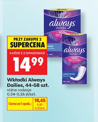 Wkładki Always Dailies promocja w Biedronka