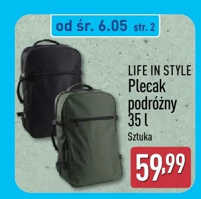 Plecak podróżny Life In Style promocja w Aldi