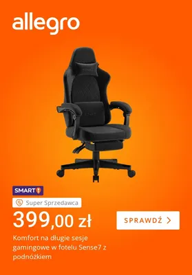 Fotel gamingowy Sense7 z podnóżkiem promocja w Allegro