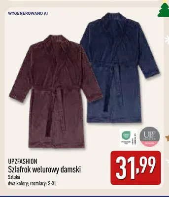 Szlafrok welurowy damski Up2fashion promocja w Aldi
