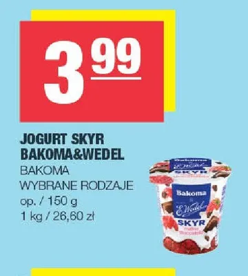 Jogurt Skyr Bakoma&Wedel promocja w SPAR
