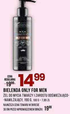 Żel BIELENDA ONLY FOR MEN Żel do mycia twarzy i zarostu idrświeża jąco-nawilżający, 190 g promocja w Drogerie Natura