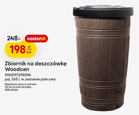 Zbiornik na deszczówkę Woodcan poj. 265l w zestawie pokrywa promocja w Castorama
