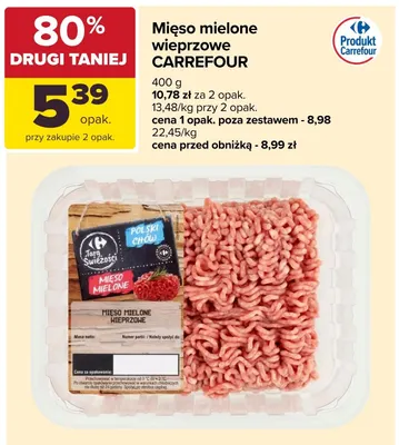 Mięso mielone wieprzowe Carrefour promocja w Carrefour