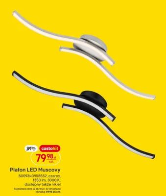 Plafon LED Muscovy czarny promocja w Castorama