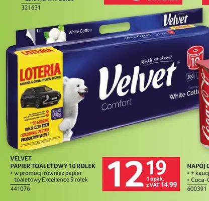 Papier toaletowy Velvet Excellence 9-pak promocja w Selgros