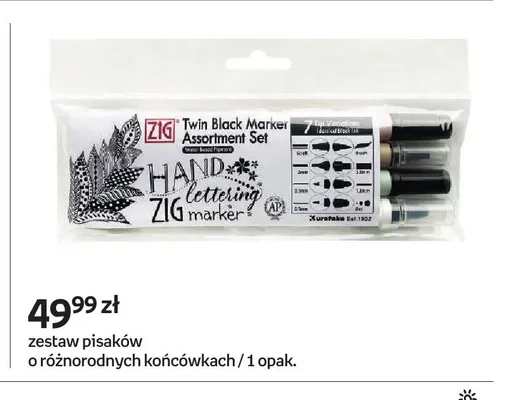 Zestaw pisaków ZIG Twin Black Marker Assortment Set promocja w Empik