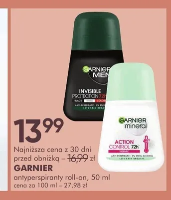 Antyperspirant roll-on Garnier Men Invisible promocja w Super-Pharm