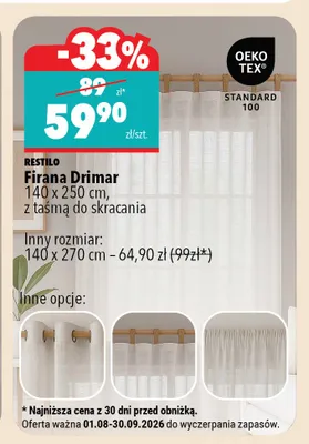 Firana Drimar Restilo 140x250 cm promocja w Biedronka Home