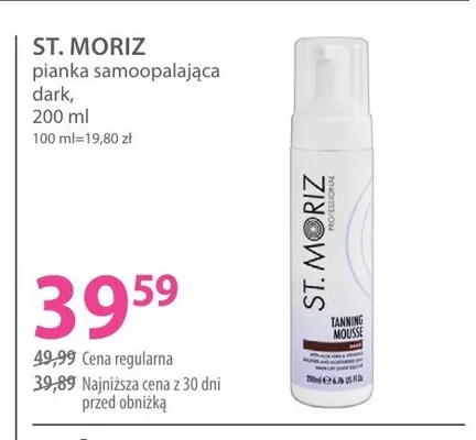 Pianka samoopalająca St. Moriz Dark promocja w Hebe