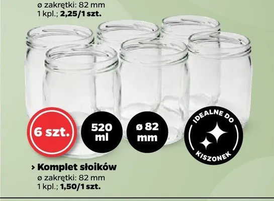 Komplet słoików z zakrętkami Altom Design 6-pak 520 ml promocja w Netto