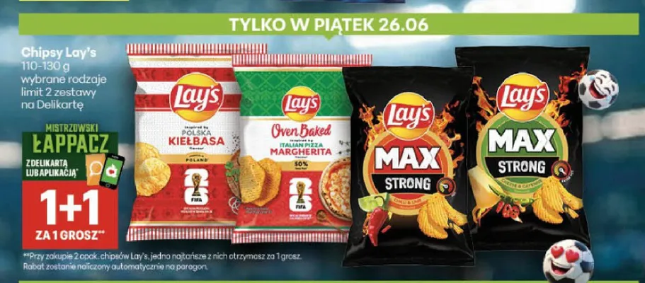 Chipsy Lay's Oven Baked o smaku margherita promocja w Delikatesy Centrum