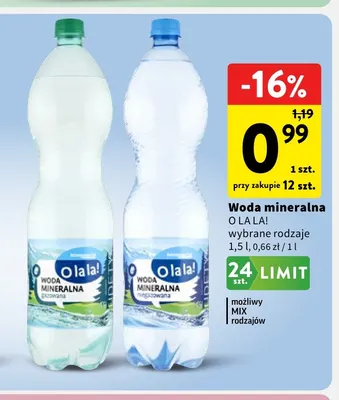 Woda mineralna gazowana O La La! promocja w Intermarche