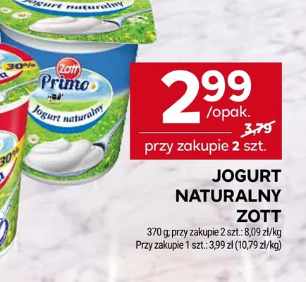 Jogurt naturalny Zott promocja w Stokrotka