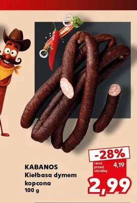 Kiełbasa dymem kopcona Kabanos promocja w Kaufland