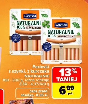 Parówki z kurczaka Naturalnie Tarczyński promocja w Carrefour