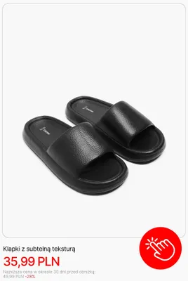 Klapki z subtelną teksturą Cropp promocja w Cropp