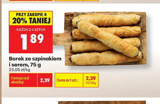 Borek ze szpinakiem i serem promocja w Biedronka