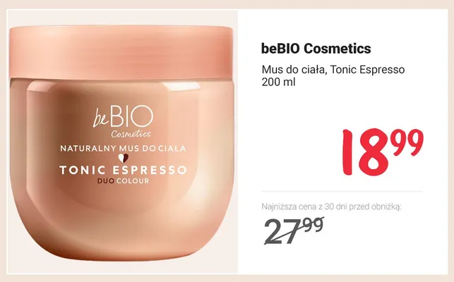 Mus do ciała beBIO Cosmetics Tonic Espresso promocja w Rossmann