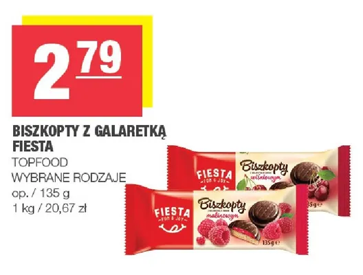 Biszkopty z galaretką o smaku malinowym Fiesta promocja w SPAR