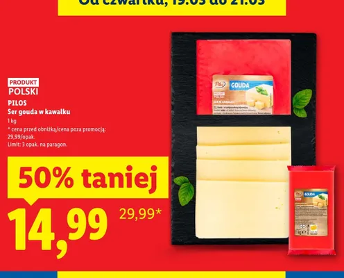 Ser gouda w kawałku Pilos promocja