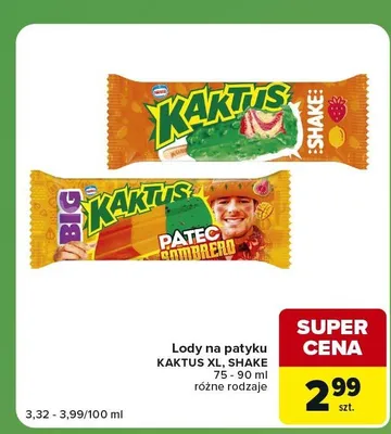 Lody na patyku Kaktus Shake promocja w Carrefour Express