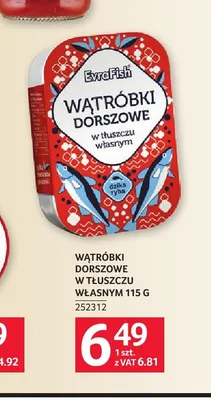 Wątróbki dorszowe w tłuszczu własnym EvraFish promocja w Selgros