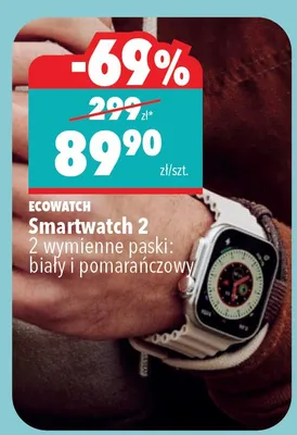 Smartwatch 2 Ecowatch 2 wymienne paski biały pomarańczowy promocja w Biedronka Home