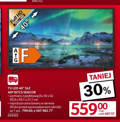 Telewizor LED 40'' Sle 40F18TCS Sencor promocja w Selgros