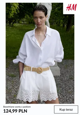 Bawełniane szorty z paskiem H&M promocja w H&M