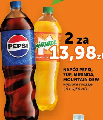Napój Pepsi, 7up, Mirinda, Mountain Dew wybrane rodzaje promocja w Groszek