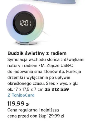 Budzik świetlny z radiem Tchibo promocja w Tchibo