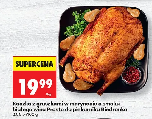 Kaczka z gruszkami w marynacie o smaku białego wina, prosto do piekarnika  promocja w Biedronka
