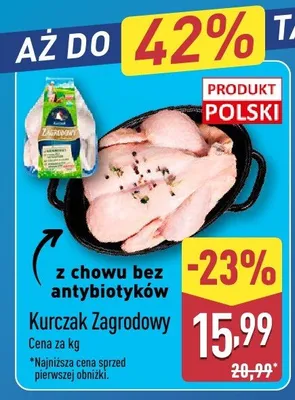Kurczak Zagrodowy z chowu bez antybiotyków promocja w Aldi