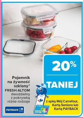 Pojemnik na żywność szklany Fresh Altom dwudzielny z pokrywką różne rodzaje promocja w Carrefour
