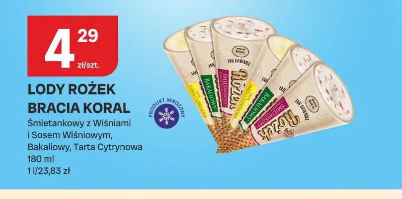 Lody rożek śmietankowy z wiśniami i sosem wiśniowym Bracia Koral promocja w Chorten
