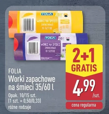 Worki zapachowe na śmieci Folia 35l promocja w Aldi