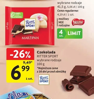 Czekolada Ritter Sport Marzipan promocja w Intermarche