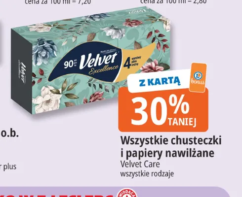 Chusteczki i papiery nawilżane Velvet Care promocja w Leclerc