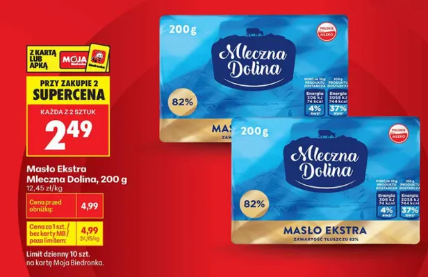 Masło Ekstra Mleczna Dolina promocja w Biedronka