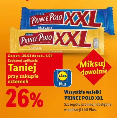 Wafelek mleczny Prince polo xxl promocja w Lidl