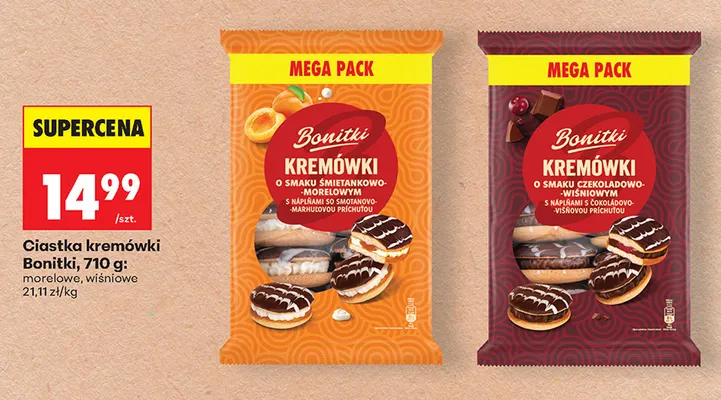 Ciastka kremówki morelowe Bonitki promocja w Biedronka