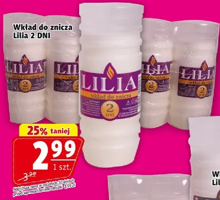 Wkład do znicza Lilia 2 dni promocja w Prim Market