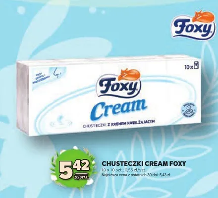 Chusteczki cream Foxy promocja w Stokrotka
