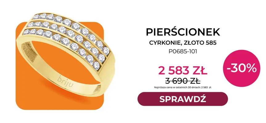 Pierścionek cyrkonie złoto 585 P0685-101 Briju promocja w Briju
