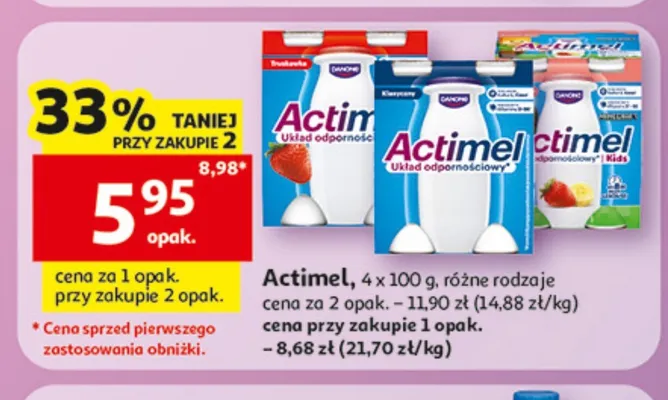 Actimel truskawka 4-pak 100g promocja w Auchan