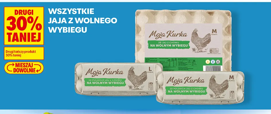 Jajka kurze z chowu na wolnym wybiegu 10 szt. Moja Kurka promocja w Biedronka