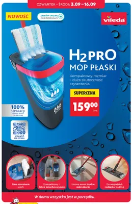 Mop płaski Vileda H2PRO promocja w Biedronka