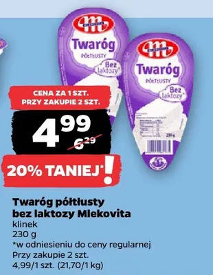 Twaróg półtłusty bez laktozy klimek promocja w Netto