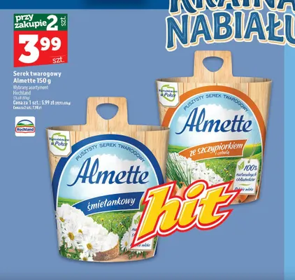 Serek twarogowy ze szczypiorkiem i cebulą Almette promocja w TOPAZ